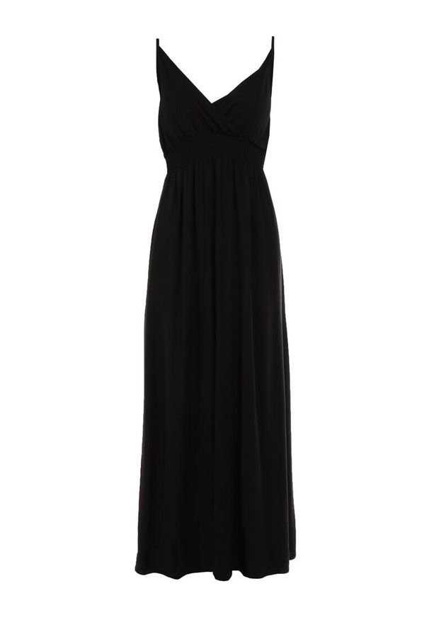 Born2be - Czarna Sukienka Cadole. Kolor: czarny. Materiał: bawełna. Długość rękawa: na ramiączkach. Typ sukienki: kopertowe. Styl: wakacyjny. Długość: maxi