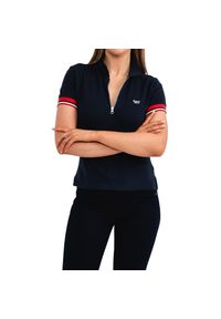 Koszulka turystyczna damska Superdry Vintage Zippes S/S Polo. Typ kołnierza: polo. Kolor: niebieski. Materiał: bawełna, elastan #1