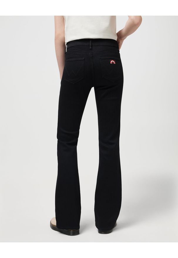 Wrangler - DAMSKIE SPODNIE JEANSOWE WRANGLER FLARE BLACK 112375181. Materiał: jeans