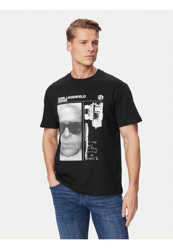 Karl Lagerfeld Jeans T-Shirt B2M17067 Czarny Regular Fit. Kolor: czarny. Materiał: bawełna
