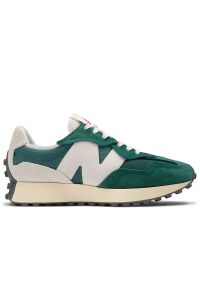 Buty New Balance U327WRG - zielone. Okazja: na co dzień. Zapięcie: sznurówki. Kolor: zielony. Materiał: guma, skóra, zamsz. Szerokość cholewki: normalna #1