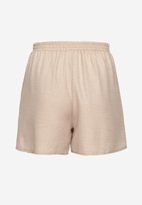 Born2be - Beżowe Szorty z Wysokim Stanem i Wiązaniem Filinelia. Okazja: na co dzień. Stan: podwyższony. Kolor: beżowy. Styl: elegancki, casual #3