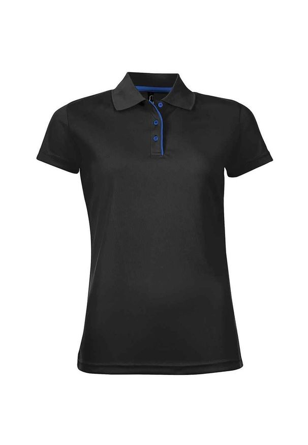 SOL'S - Damska Sportowa Koszulka Polo Performer. Typ kołnierza: polo. Kolor: czarny. Styl: sportowy