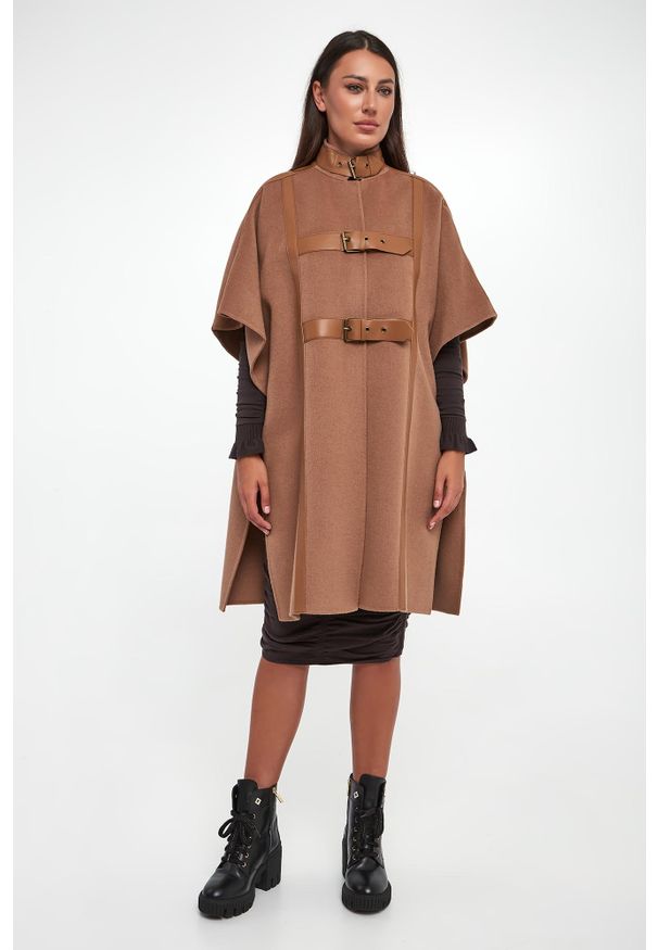 Twinset Milano - Ponczo damskie wełniane TWINSET. Materiał: wełna