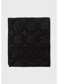 Pinko szalik damski kolor czarny gładki. Kolor: czarny. Materiał: tkanina. Wzór: gładki #2
