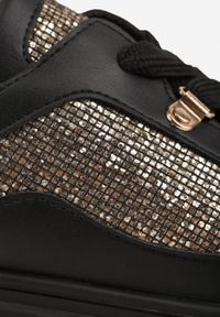 Born2be - Czarne Sneakersy VICES na Koturnie z Brokatem Elanatale. Okazja: na co dzień. Kolor: czarny. Obcas: na koturnie #8