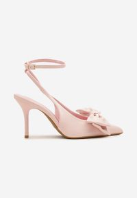 Renee - Różowe Sandały Vices na Szpilce Slingback Ozdobione Kokardą Tilvanea. Okazja: na wesele, na co dzień, na ślub cywilny. Zapięcie: sprzączka. Kolor: różowy. Wzór: aplikacja. Obcas: na szpilce. Styl: casual, elegancki #5