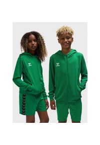 Dziecięca poliestrowa kurtka dresowa z kapturem i zamkiem błyskawicznym Hummel A. Typ kołnierza: kaptur. Kolor: zielony. Materiał: poliester, dresówka. Sport: joga i pilates #1