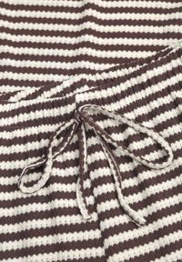 Born2be - Beżowo-Brązowy Dzianinowy Komplet z Bawełny T-shirt i Szerokie Spodnie o Luźnym Fasonie w Paski Nemoress. Kolor: beżowy. Materiał: bawełna, dzianina. Wzór: paski #8