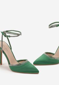 Renee - Zielone Sandały na Szpilce z Błyszczącymi Cyrkoniami Raraino. Kolor: zielony. Obcas: na szpilce. Styl: glamour #5