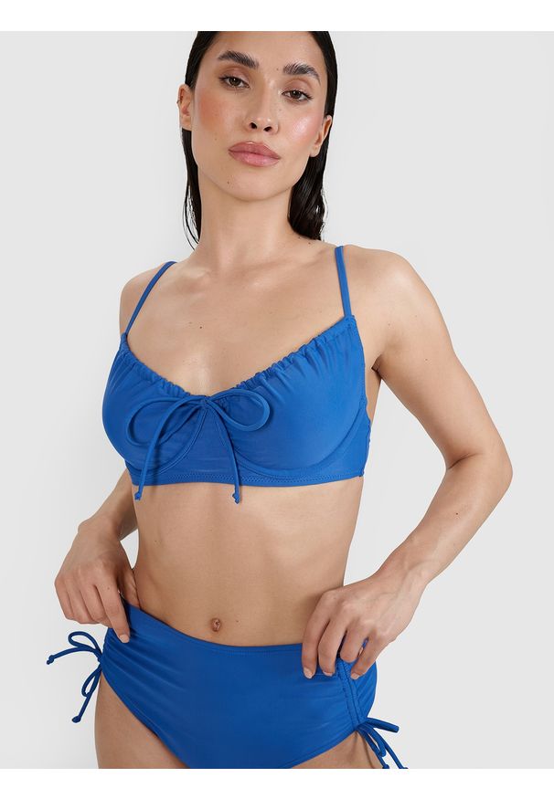 4f - 4F Góra od bikini damska - niebieska M. Kolor: niebieski. Materiał: materiał, syntetyk, elastan