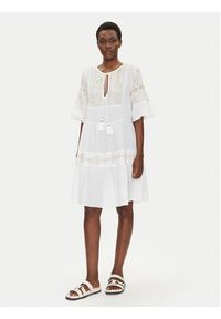 Iconique Sukienka letnia IC25-018 Biały Relaxed Fit. Kolor: biały. Materiał: bawełna. Sezon: lato