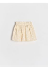 Reserved - Bawełniana spódnica w kwiaty - kremowy. Kolor: kremowy. Materiał: bawełna. Wzór: kwiaty #1
