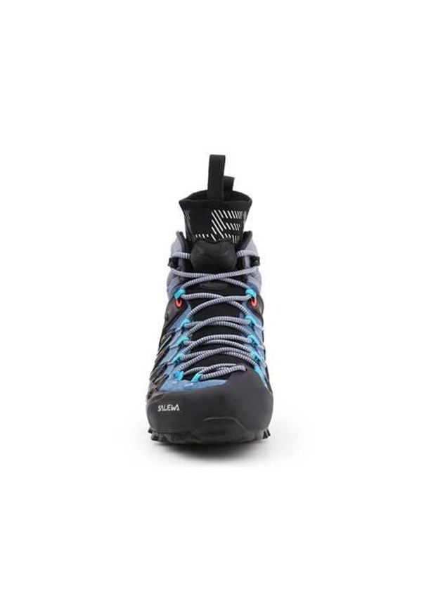 Buty trekkingowe damskie Salewa WS Wildfire Edge Mid Gtx. Wysokość cholewki: za kostkę. Zapięcie: sznurówki. Kolor: czarny, niebieski, wielokolorowy. Materiał: guma, syntetyk, materiał. Szerokość cholewki: normalna