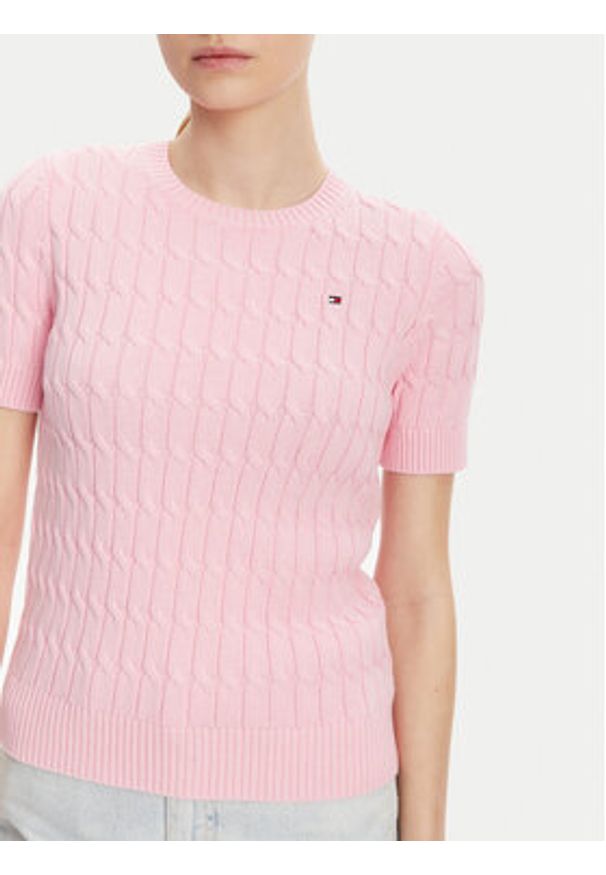 TOMMY HILFIGER - Tommy Hilfiger Sweter WW0WW38744 Różowy Regular Fit. Kolor: różowy. Materiał: bawełna
