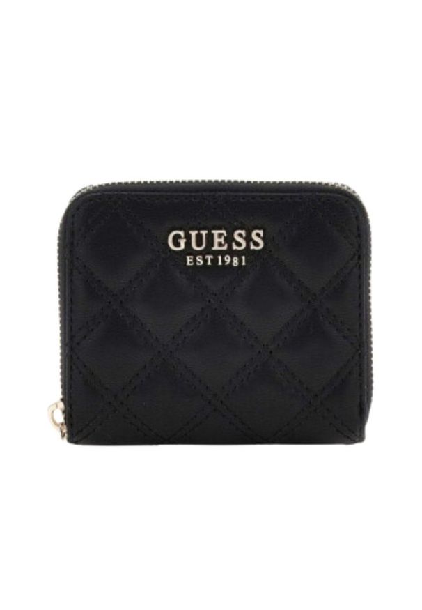 Guess - GUESS Czarny mały portfel damski Giully. Kolor: czarny. Materiał: skóra ekologiczna