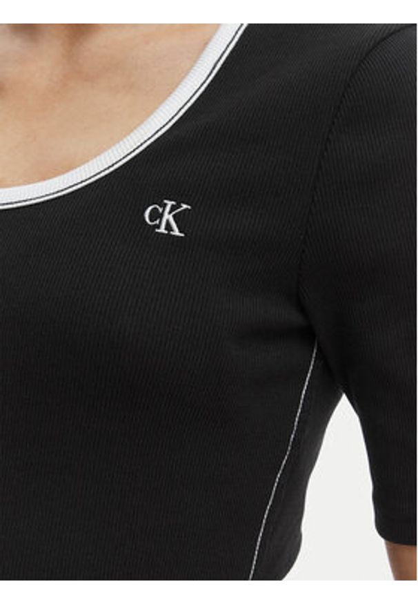 Calvin Klein Jeans T-Shirt LV047F247G Czarny Slim Fit. Kolor: czarny. Materiał: bawełna