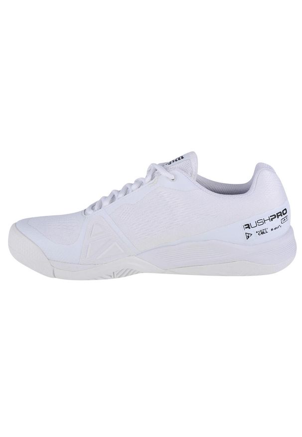 Buty do tenisa męskie Wilson Rush Pro 4.0. Kolor: biały. Materiał: materiał, guma, syntetyk. Sport: tenis