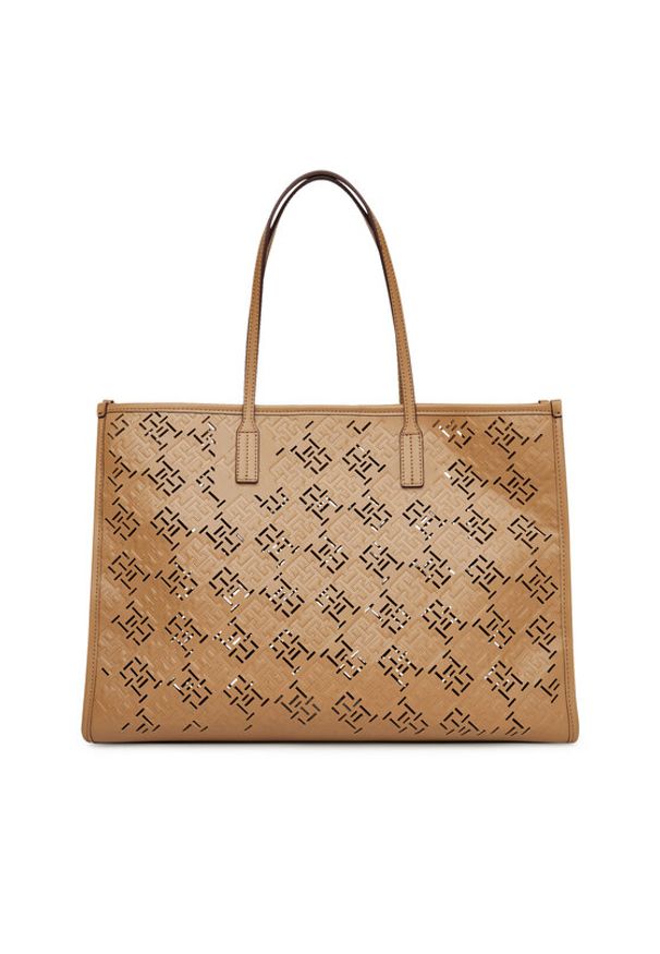 TOMMY HILFIGER - Tommy Hilfiger Torebka Th City AW0AW17501 Brązowy. Kolor: brązowy. Materiał: skórzane