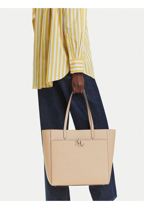 Lauren Ralph Lauren - LAUREN RALPH LAUREN Torebka Cameryn 431960183004 Beżowy. Kolor: beżowy. Materiał: skórzane