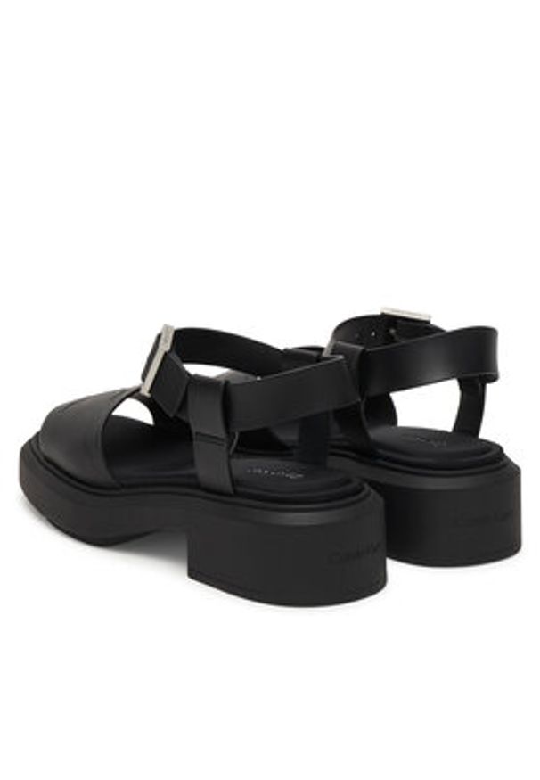 Calvin Klein Sandały Chunky Sandal Lth Mg HW0HW03131 Czarny. Kolor: czarny. Materiał: skóra