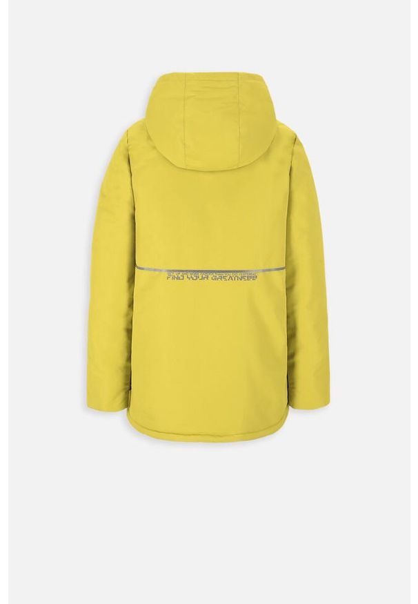 Kurtka turystyczna chłopięca Lemon Explore ZL3 z kapturem. Typ kołnierza: kaptur. Kolor: żółty. Materiał: poliester. Sezon: zima. Sport: turystyka piesza