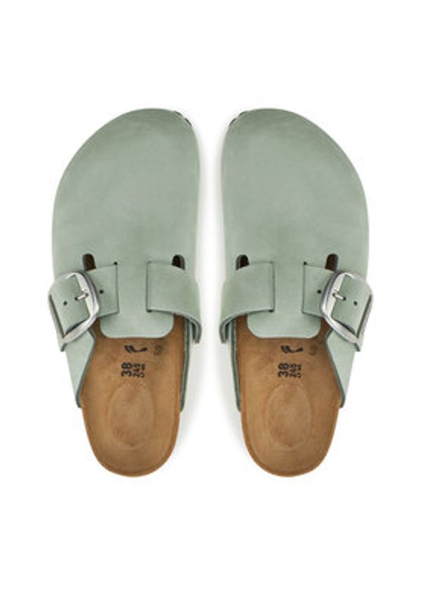 Birkenstock Klapki Boston Big Buckle 1029303 Zielony. Kolor: zielony. Materiał: nubuk, skóra