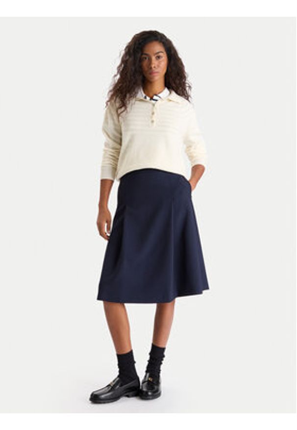 TOMMY HILFIGER - Tommy Hilfiger Spódnica trapezowa WW0WW48263 Granatowy Regular Fit. Kolor: niebieski. Materiał: syntetyk