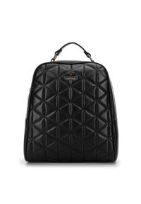 Wittchen - Damski plecak z przodem pikowanym w trójkąty czarny. Kolor: czarny. Materiał: skóra ekologiczna. Wzór: aplikacja, paski. Styl: klasyczny, casual, elegancki, sportowy #1