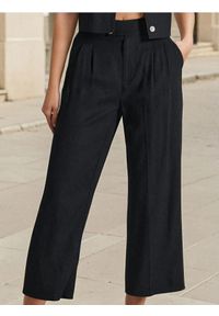 Sinsay - Spodnie culotte - czarny. Kolor: czarny. Materiał: len, materiał