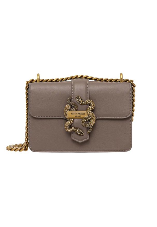 Just Cavalli - JUST CAVALLI Torebka damska w kolorze taupe Iconic Snakes Style 8. Kolor: beżowy. Materiał: skórzane