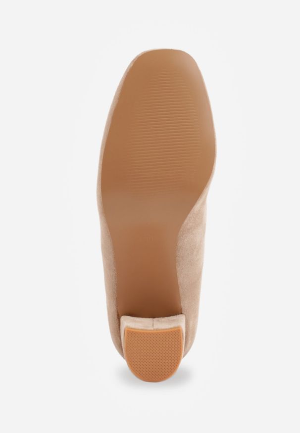 Born2be - Ciemnobeżowe Klasyczne Czółenka na Obcasie z Wkładką ze Skóry Naturalnej Maithra. Okazja: na spotkanie biznesowe, do pracy. Kolor: beżowy. Materiał: skóra. Obcas: na obcasie. Styl: klasyczny. Wysokość obcasa: średni