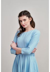 Marie Zélie - Sukienka Anastazja błękitna. Kolor: niebieski. Materiał: dzianina. Styl: klasyczny #5
