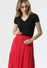 Born2be - Czerwona Spódnica Amalthea. Kolor: czerwony. Materiał: materiał, bawełna. Wzór: aplikacja. Sezon: wiosna, lato #4