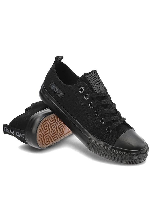 Big-Star - Czarne Trampki Big Star Unisex. Kolor: czarny. Materiał: materiał, guma. Szerokość cholewki: normalna. Wzór: aplikacja, jednolity. Sezon: wiosna