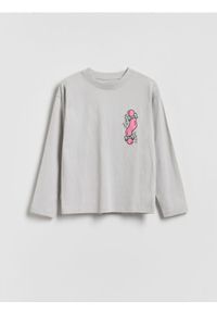 Reserved - Longsleeve z nadrukiem - jasnoszary. Kolor: szary. Materiał: dzianina, bawełna. Długość rękawa: długi rękaw. Wzór: nadruk #1