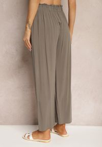 Renee - Brązowe Spodnie Karrill. Kolor: beżowy, brązowy. Materiał: wiskoza. Długość: długie. Sezon: lato. Styl: elegancki #4