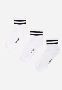 Born2be - Białe 3-pack Skarpety Sportowe z Bawełną Alohilani. Kolor: biały. Materiał: bawełna #1