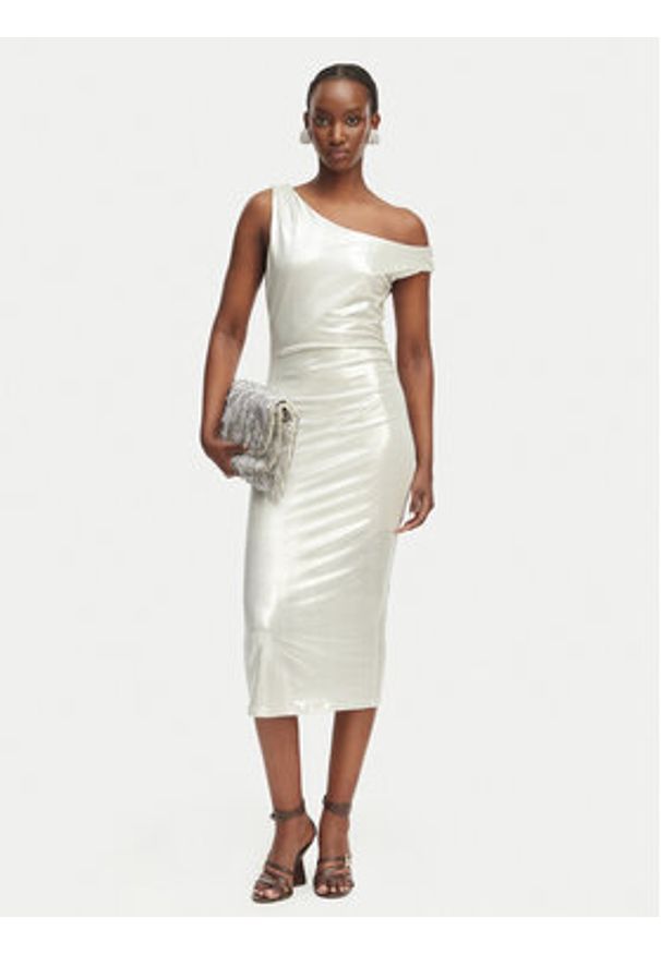 Patrizia Pepe Sukienka koktajlowa 2A3040/J242-S125 Kremowy Regular Fit. Kolor: kremowy. Materiał: syntetyk. Styl: wizytowy