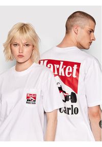 Market T-Shirt Unisex Racing Logo 399001071 Biały Relaxed Fit. Kolor: biały. Materiał: bawełna #3