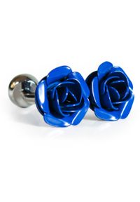 Modini - Spinki do mankietów -niebieskie różyczki U214. Kolor: niebieski #1