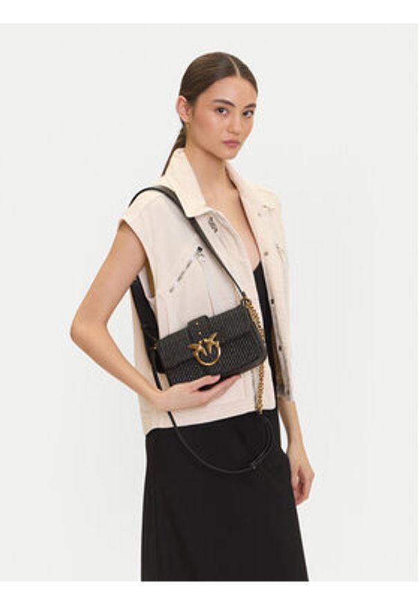 Pinko - PINKO Torebka Love One Mini Slouchy Fl PE 25 PLTT 104340 A2CF Czarny. Kolor: czarny