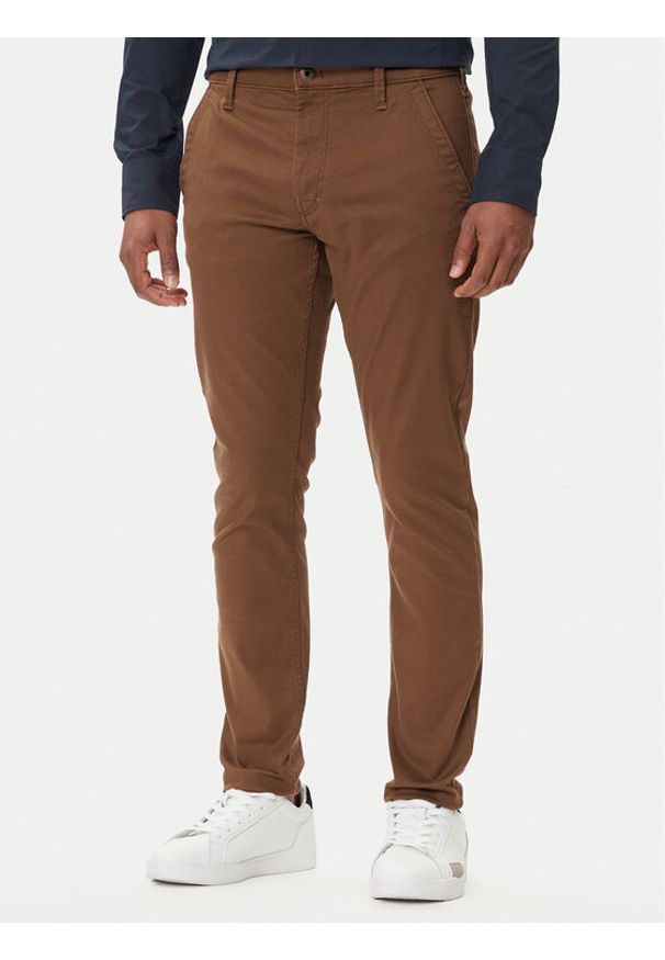 G-Star RAW - G-Star Raw Chinosy Chino 3.0 D25179-C105 Brązowy Slim Fit. Kolor: brązowy. Materiał: bawełna