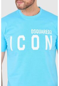 DSQUARED2 Niebieski t-shirt męski z dużym logo icon. Kolor: niebieski #4