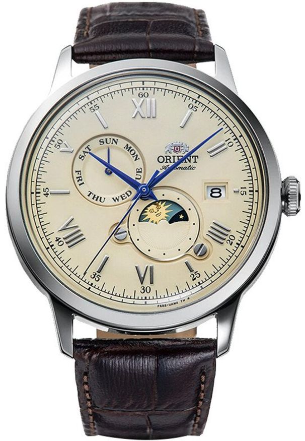 orient - Zegarek męski Orient RA-AK0803Y30B brązowy. Kolor: brązowy