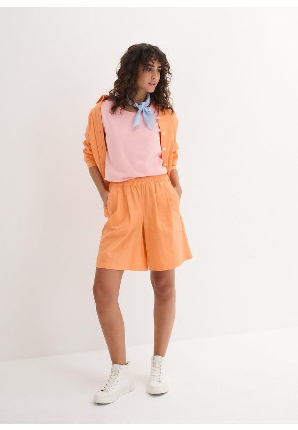 bonprix - Bluzka z okrągłym dekoltem (5 szt.). Kolor: różowy. Materiał: jersey. Długość rękawa: krótki rękaw. Długość: krótkie