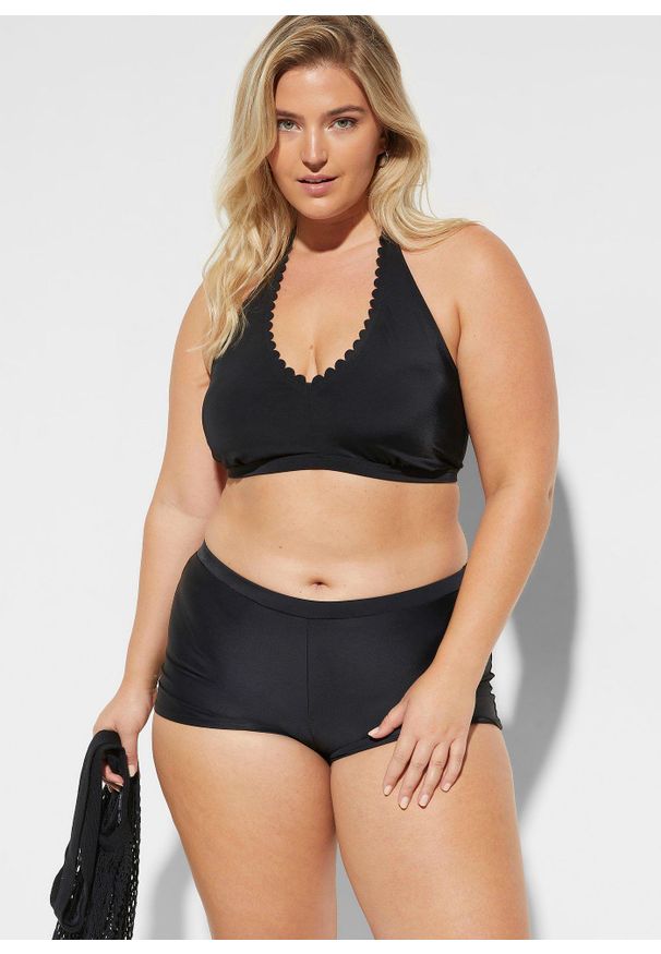 bonprix - Biustonosz bikini z ramiączkami łączonymi na szyi. Kolor: czarny