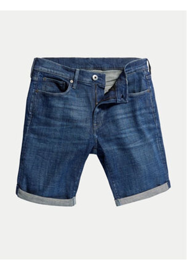 G-Star RAW - G-Star Raw Szorty jeansowe 3301 D10481-D441-G318 Niebieski Slim Fit. Kolor: niebieski. Materiał: bawełna