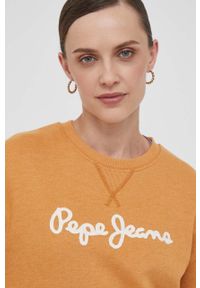 Pepe Jeans bluza damska kolor pomarańczowy z aplikacją. Kolor: pomarańczowy. Wzór: aplikacja. Styl: klasyczny #3