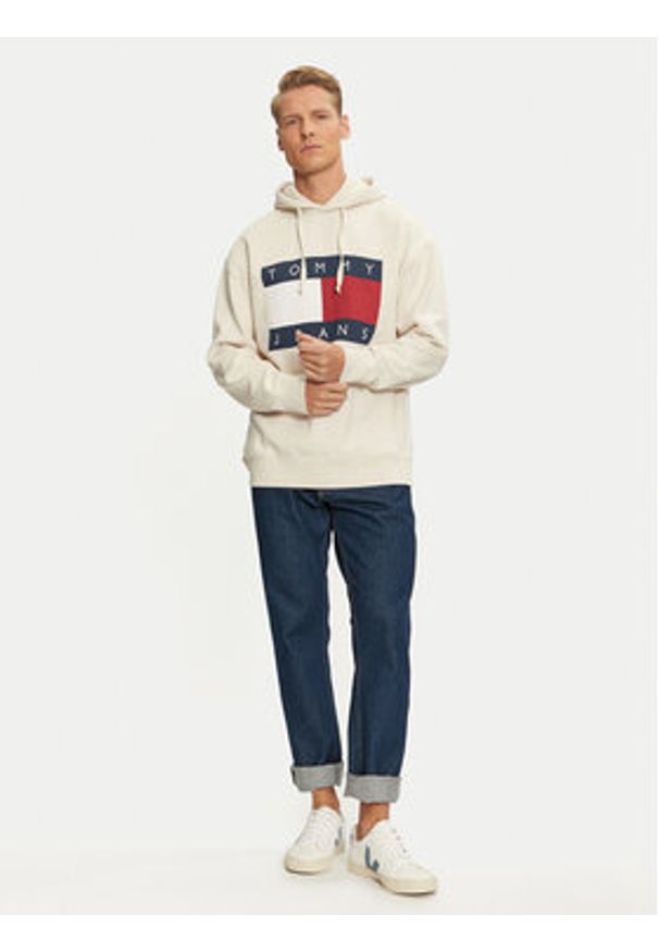 Tommy Jeans Bluza DM0DM20591 Beżowy Relaxed Fit. Kolor: beżowy. Materiał: bawełna